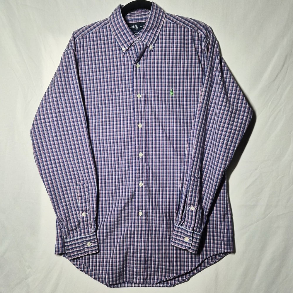 Ralph Lauren Classic Fit Button‎ Down Mens Small Pink/blue Plaid